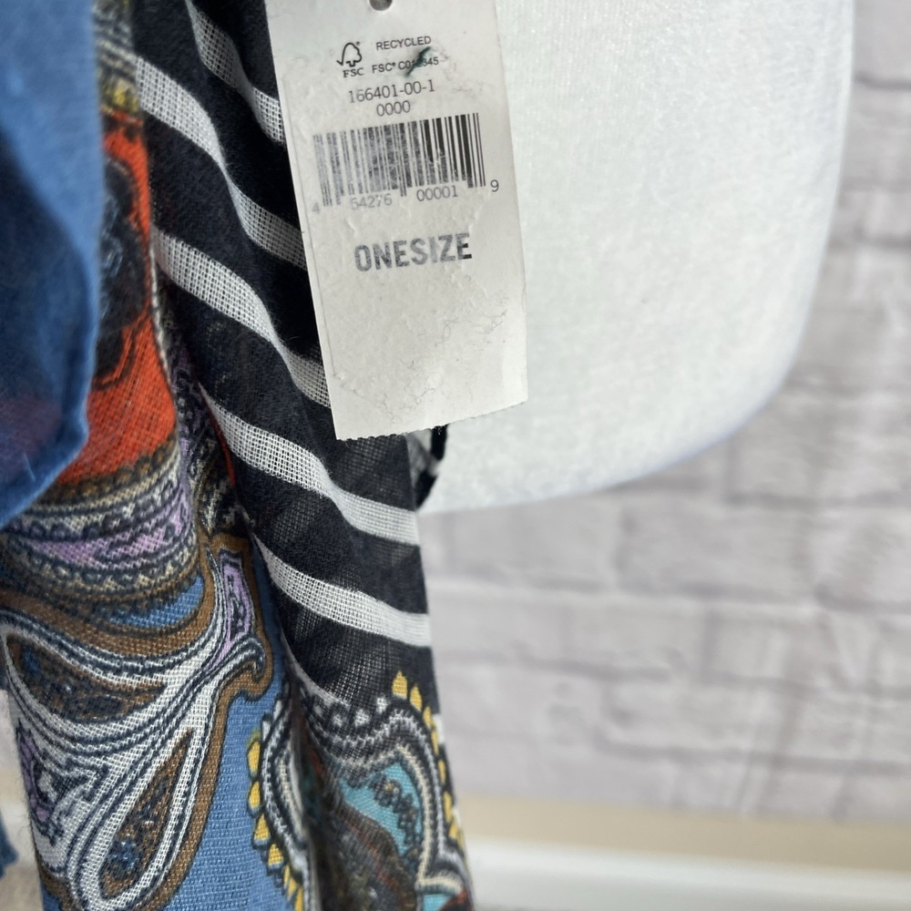 Banana Republic NWT Coastal Boho Paisley & Striped Lightweight Scarf One Size - Picture 3 of 9